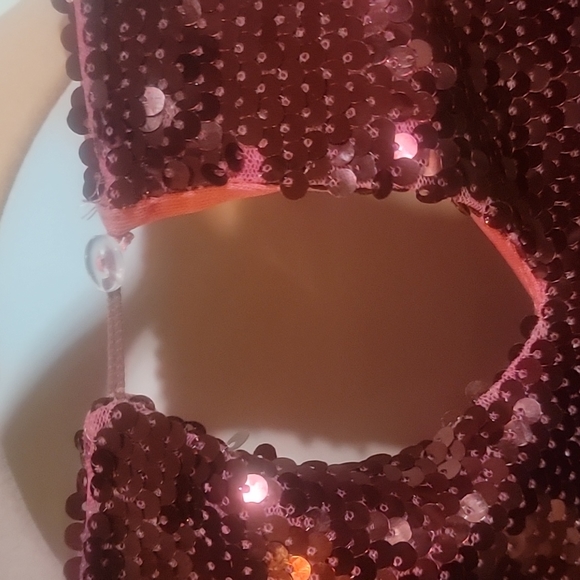 Stunning Sequin crop top in Raspberry Red XL - Picture 8 of 16
